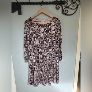 Boden Pink Black Polka Dot Long-Sleeve Dress
